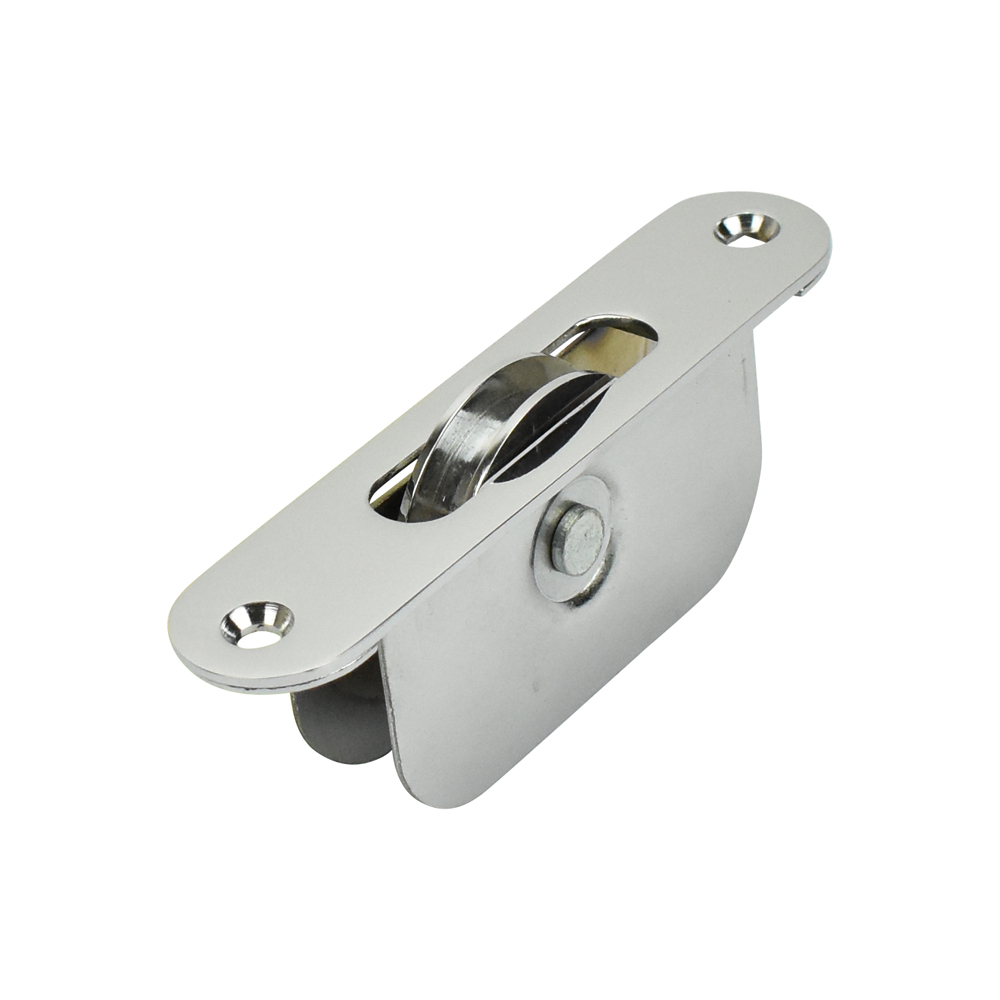 Sash Heritage 2.25 Inch Ball Bearing Brass Wheel Pulley with Radius Faceplate - Polished Chrome